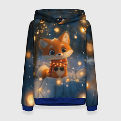 Женская толстовка Лисичка в лесу огней