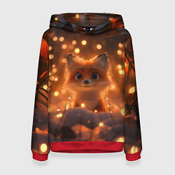 Женская толстовка Лисичка в желтых огоньках