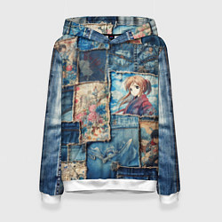 Женская толстовка Аниме влюбленные на пэчворк