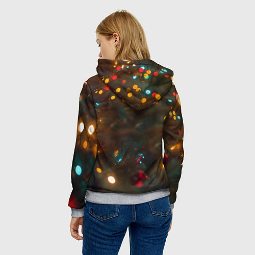 Женская толстовка Рыжая лисица в огоньках / 3D-Меланж – фото 4