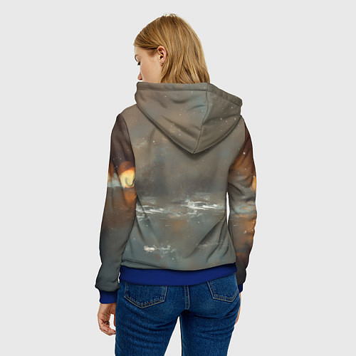 Женская толстовка Новогодняя выдра с кружкой кофе / 3D-Синий – фото 4