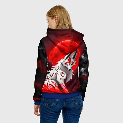 Женская толстовка Японская белая лиса / 3D-Синий – фото 4