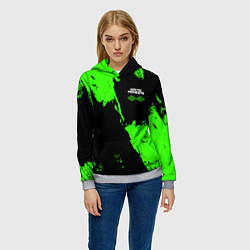 Толстовка-худи женская Arctic Monkeys - Зеленые брызги, цвет: 3D-меланж — фото 2