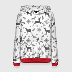 Женская толстовка Новогодние мотивы олени и снежинки