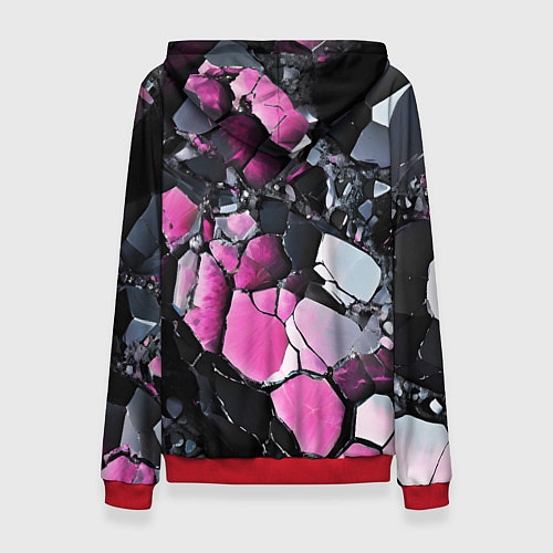 Женская толстовка Чёрно-розовый камень / 3D-Красный – фото 2