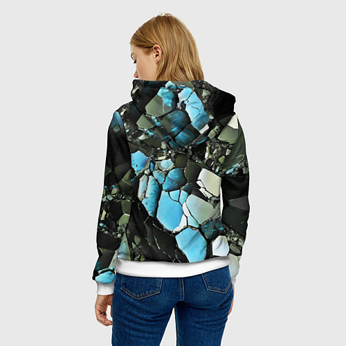 Женская толстовка Чёрно-синий камень / 3D-Белый – фото 4