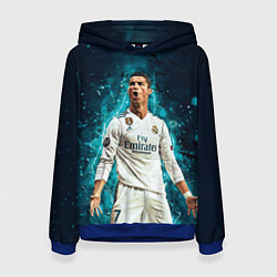 Толстовка-худи женская Мадрид - Роналдо, цвет: 3D-синий