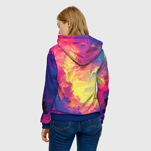 Женская толстовка Розовые облака на синем небе / 3D-Синий – фото 4