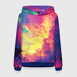 Женская толстовка Розовые облака на синем небе