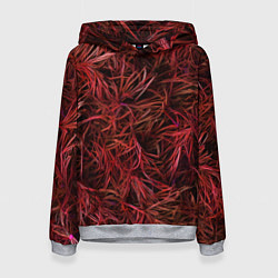 Женская толстовка Красная трава на чёрном фоне