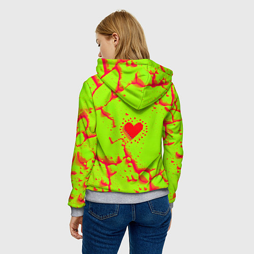 Женская толстовка Сердечко на кислотном фоне / 3D-Меланж – фото 4