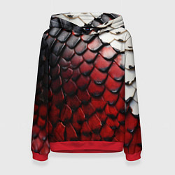 Толстовка-худи женская Змеиная броня, цвет: 3D-красный