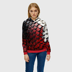 Толстовка-худи женская Змеиная броня, цвет: 3D-красный — фото 2