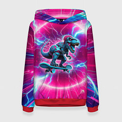 Женская толстовка Cyber tyrannosaurus is a cool skateboarder