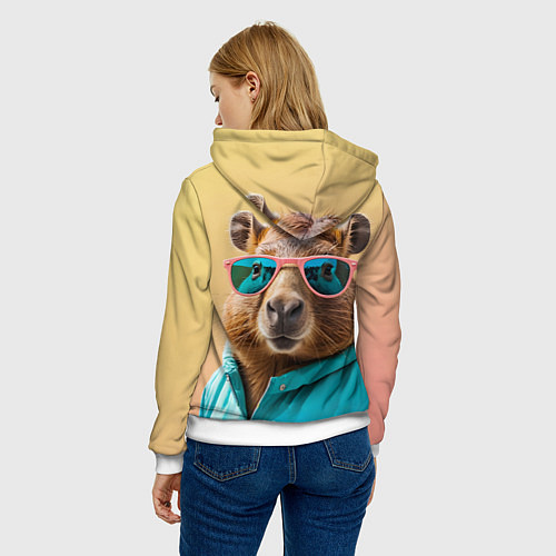 Женская толстовка Модная капибара в отпуске / 3D-Белый – фото 4