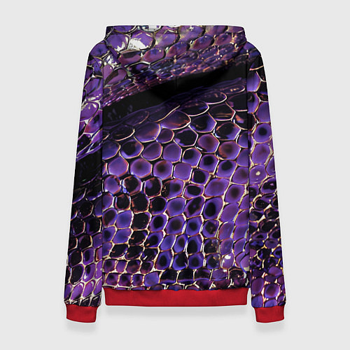 Женская толстовка Фиолетовая кожа змеи / 3D-Красный – фото 2