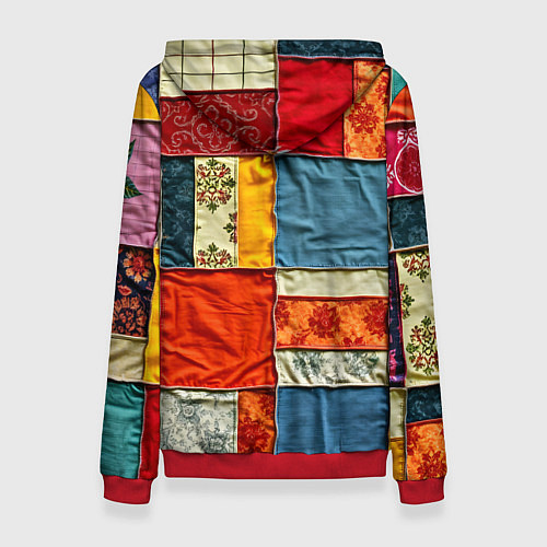 Женская толстовка Пэчворк из ярких тканей / 3D-Красный – фото 2