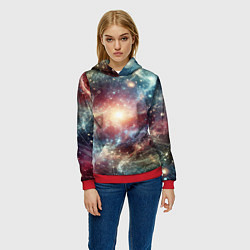 Толстовка-худи женская Космическая туманность, цвет: 3D-красный — фото 2
