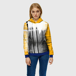 Толстовка-худи женская Жёлто-чёрный гранж на белом фоне, цвет: 3D-синий — фото 2