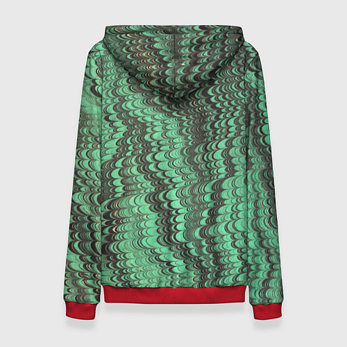 Женская толстовка Разводы в зеленом цвете / 3D-Красный – фото 2