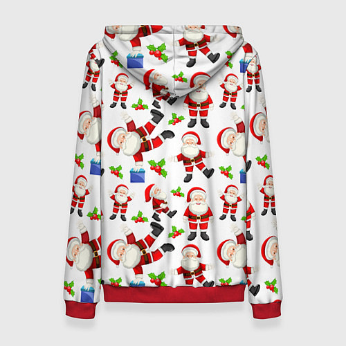 Женская толстовка Дед мороз веселится паттерн / 3D-Красный – фото 2