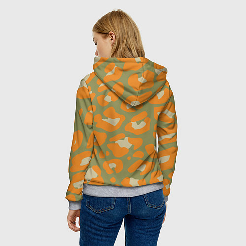 Женская толстовка Рыже-зеленый леопардовый / 3D-Меланж – фото 4