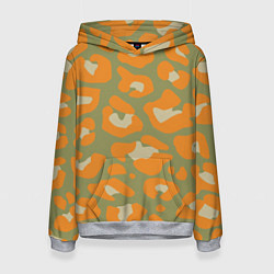 Женская толстовка Рыже-зеленый леопардовый