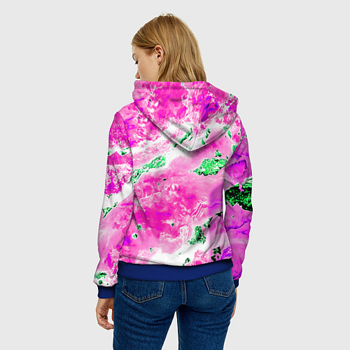 Женская толстовка Розово-зелёная абстракция / 3D-Синий – фото 4