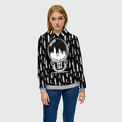 Толстовка-худи женская Гарри Поттер - Шар и свечи black and white, цвет: 3D-меланж — фото 2