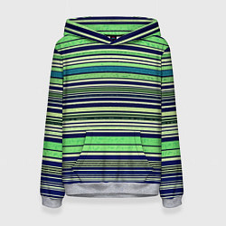 Женская толстовка Сине-зелёный текстурные полосы