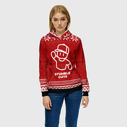 Толстовка-худи женская Новогодний Stumble Guys, цвет: 3D-черный — фото 2