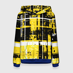 Женская толстовка Жёлто-белый гранж на чёрном фоне