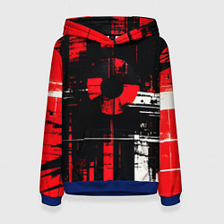 Женская толстовка Красно-белый гранж на чёрном фоне