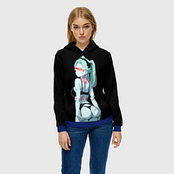 Толстовка-худи женская Rebecca waifu - Cyberpunk, цвет: 3D-синий — фото 2