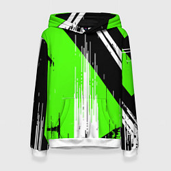 Женская толстовка Вертикальные чёрные линии на зелёно-белом фоне