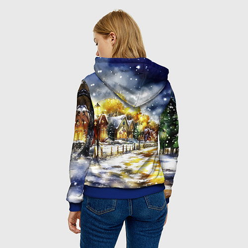 Женская толстовка Новогодняя змейка милая / 3D-Синий – фото 4