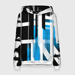 Женская толстовка Чёрно-синие вертикальные и горизонтальные полосы н