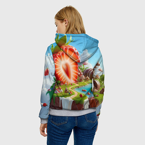 Женская толстовка Клубничная планета - нейроарт фантазия / 3D-Меланж – фото 4