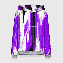 Женская толстовка Вертикальные чёрно-белые линии на фиолетовом фоне