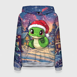 Женская толстовка Маленькая змейка в новогодней шапочке