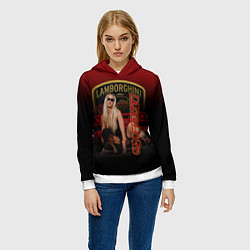 Толстовка-худи женская Девушка и Lamborghini, цвет: 3D-белый — фото 2