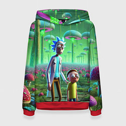 Женская толстовка Рик и Морти в фантастическом неоновом грибном лесу