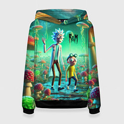 Женская толстовка Рик и Морти изучают планету мухоморов - нейроарт ф