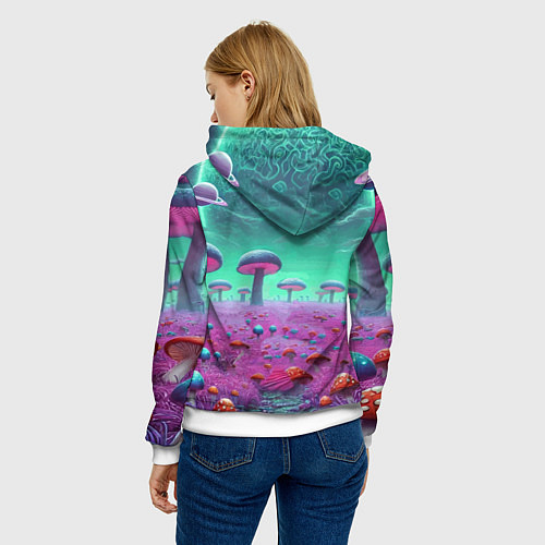 Женская толстовка Рик и Морту на сказочной грибной планете - нейроар / 3D-Белый – фото 4