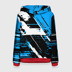 Женская толстовка Diagonal black and white stripes on a blue backgro