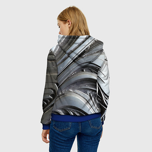 Женская толстовка Полированный серебряный металл / 3D-Синий – фото 4