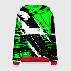 Женская толстовка Diagonal black and white stripes on a green backgr