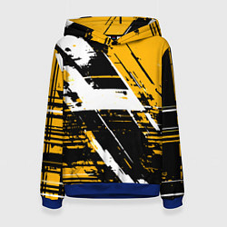 Женская толстовка Diagonal black and white stripes on a yellow backg