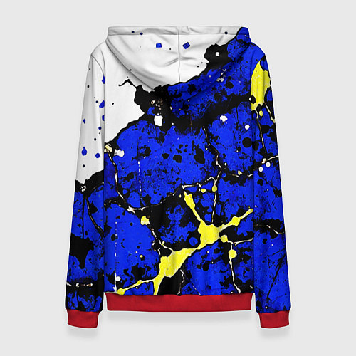 Женская толстовка Сине-жёлтая абстракция на белом фоне / 3D-Красный – фото 2