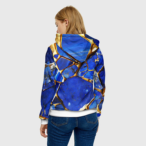 Женская толстовка A gold mineral in a blue stone / 3D-Белый – фото 4